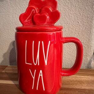 Rae Dunn Red Mug with Heart Lid